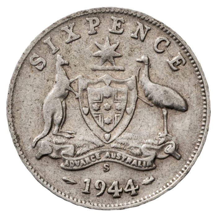 George VI Australian Silver Sixpence, San Francisco Mint
