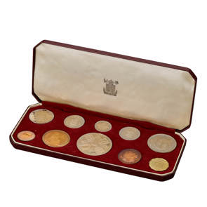 1953 Elizabeth II Crown to Farthing 10 Coin Boxed Proof Set