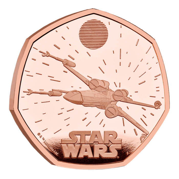 Star Wars X-Wing 2024 UK 50p Gold Proof Coin 