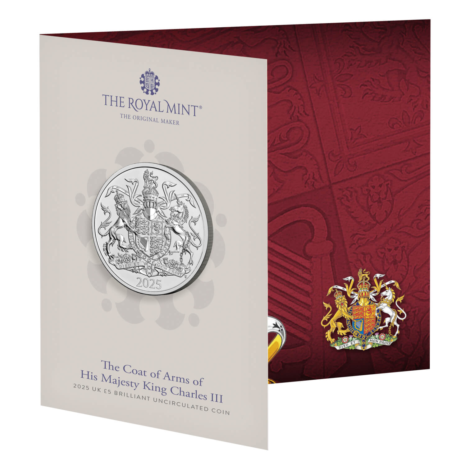 The Coat of Arms of His Majesty King Charles III 2025 UK £5 Brilliant Uncirculated Coin The Coat of Arms of His Majesty King Charles III 2025 UK £5 Brilliant Uncirculated Coin