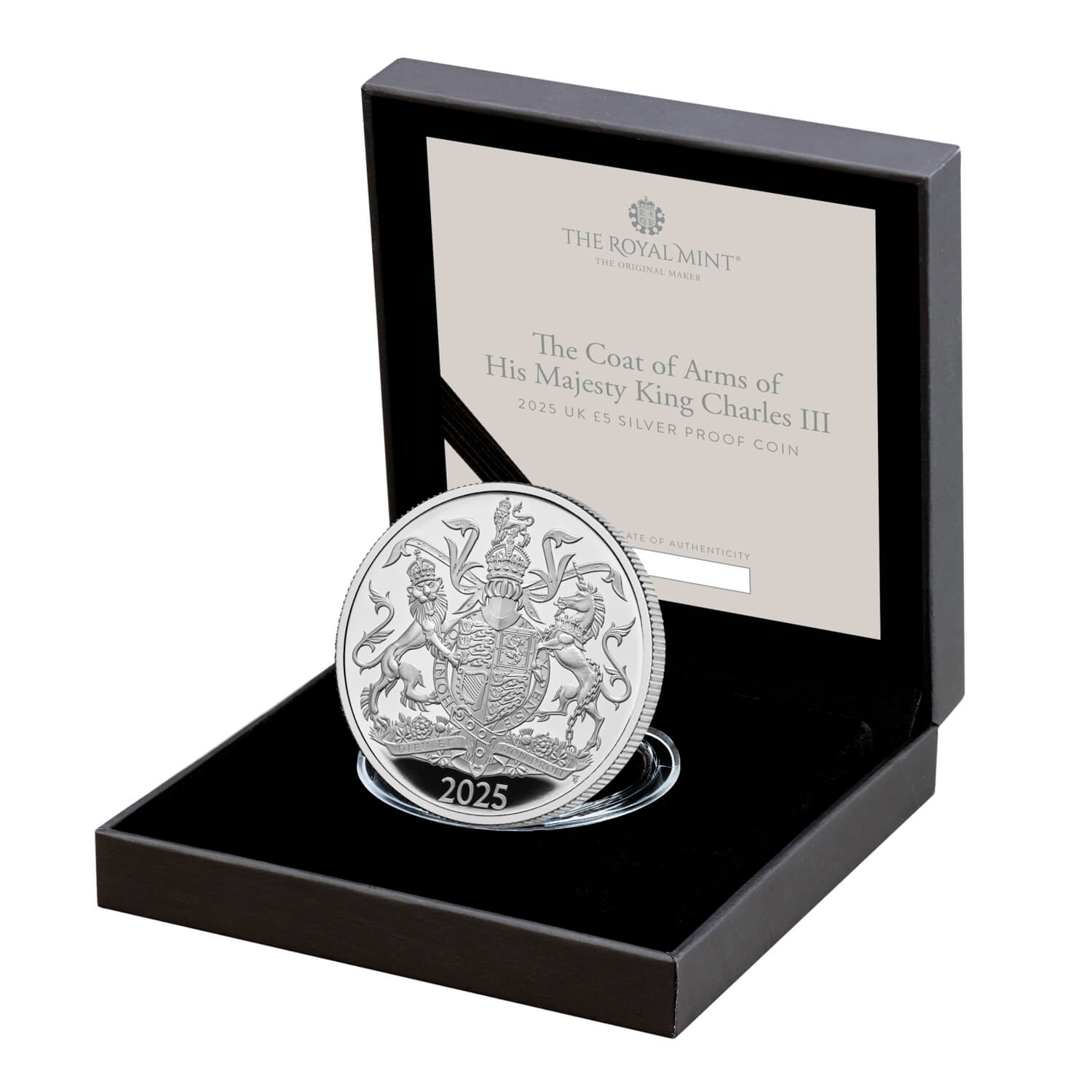 The Coat of Arms of His Majesty King Charles III 2025 UK £5 Silver Proof Coin The Coat of Arms of His Majesty King Charles III 2025 UK £5 Silver Proof Coin